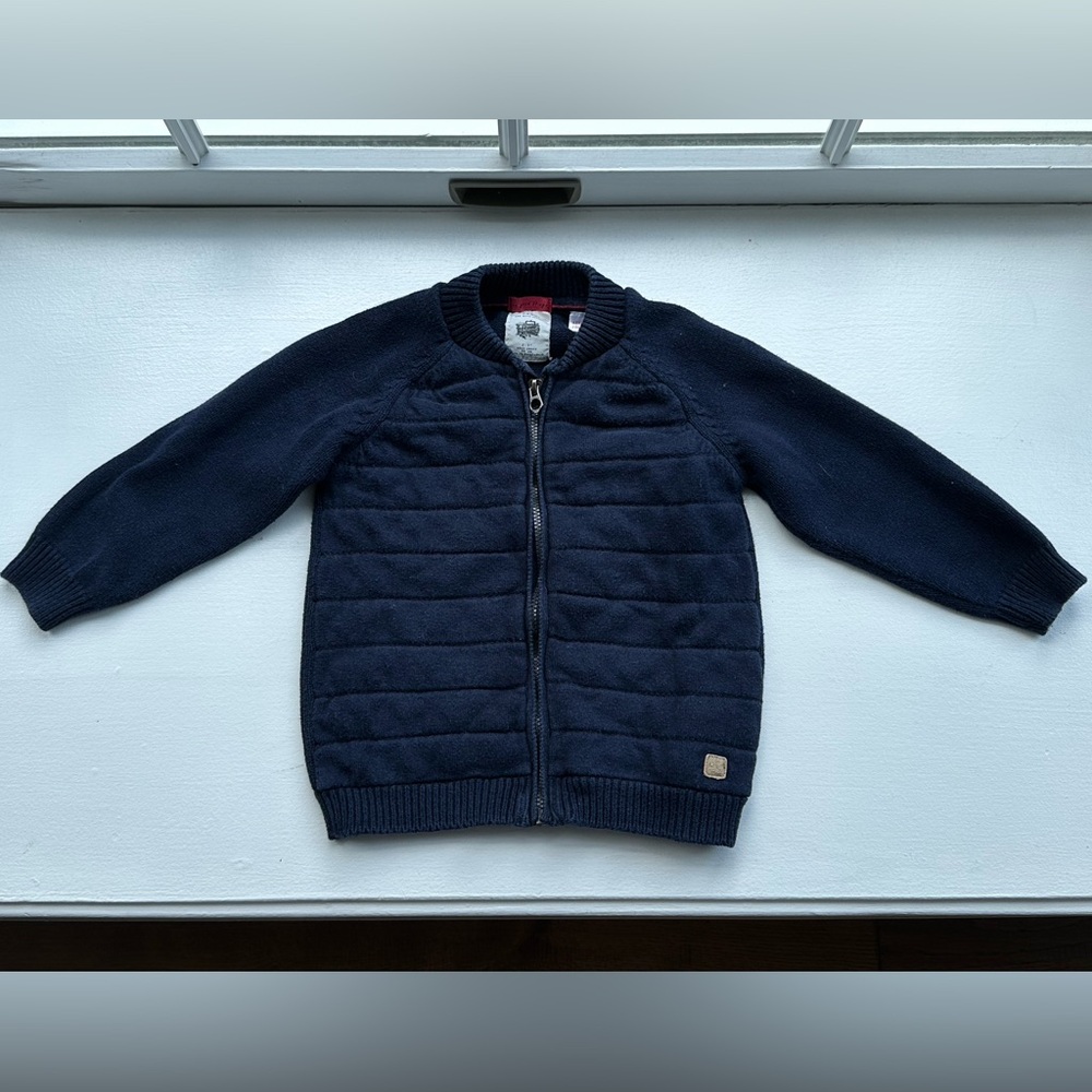 Zara Knitwear Navy Blue Full Zip Sweater Jacket size 2-3 Years